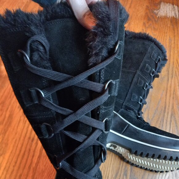 Sorel Joan of Arctic Women's Waterproof Black Suede Faux Fur-Lined Boot Size 9 - Picture 6 of 16